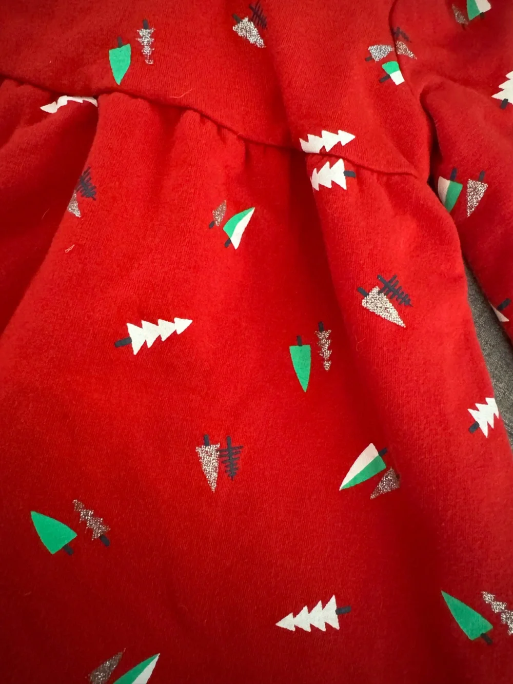 Tucker & Tate Red Holiday Baby sweatshirt Dress with Christmas Tree Print